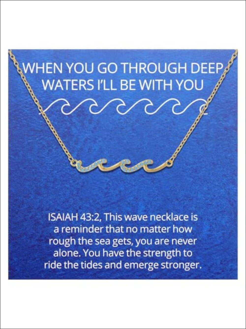 Stainless Steel Wave Pendant Necklace Bible Verse Christian Encouragement